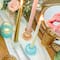 Kate Aspen® Assorted Vintage Ribbed Rose Gold Pink Glass Candlestick Candle Holder Set